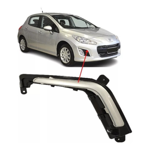 Moldura Aplique Cinza Farol De Milha Peugeot 308 Direito