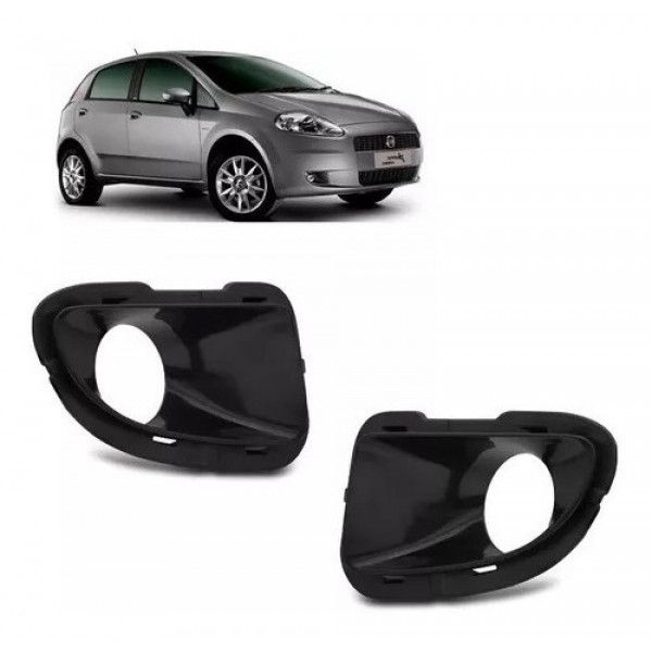 Par Moldura Farol Milha Fiat Punto Preta 2007 A 2012