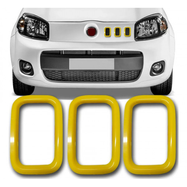 Moldura Grade Dianteira Amarelo Fiat Uno 2010 À 2014