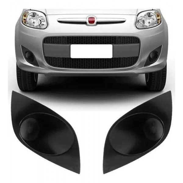 Par Moldura Grade Farol Milha Palio G5 2015 Preto Sem Furo