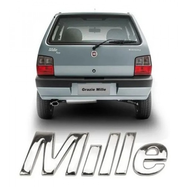 Emblema Letreiro Fiat Uno Mille Cromado